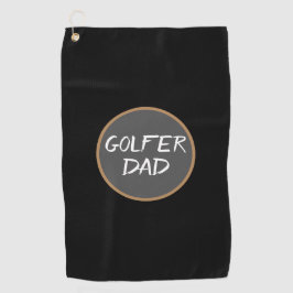 Golfer Dad Black Gray Golf Towel Golfhanddoek