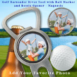 Golfer Dad Father Daughter Persoonlijke foto Golf Divot Tool<br><div class="desc">Introductie van het perfecte geschenk voor de golfliefhebber in je leven - een moderne en eenvoudige golf divot tool, golf marker en bier fles opener alles in één! Deze magnetische tool is ontworpen om de ultieme accessoire voor elke golfer te zijn en heeft een strak en stijlvol ontwerp dat zeker...</div>