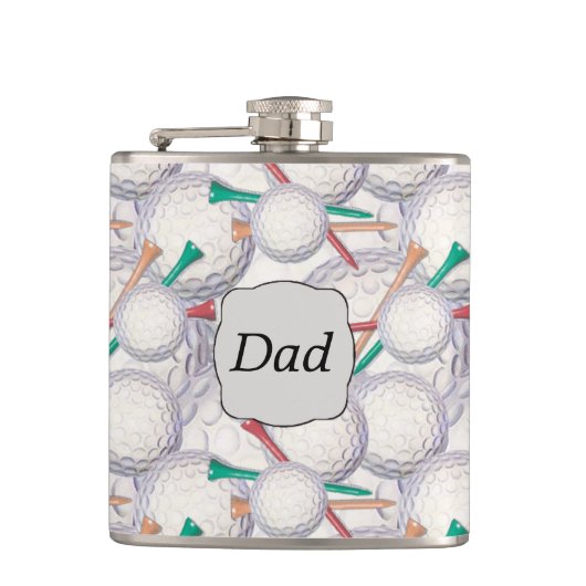 Golfer Dad Golf Balls Pattern Heupfles (Voorkant)