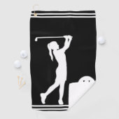 Golfer dames met een zwart of wit silhouet golfhanddoek (Insitu)