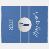 Golfer Dames Sport Sjabloon Blauw Aangepaste Monog Fleece Deken (Voorkant (Horizontaal))
