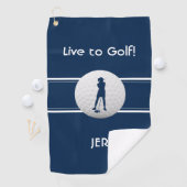 Golfer Dames Sport Sjabloon Blauw Monogram Golfhanddoek (Insitu)