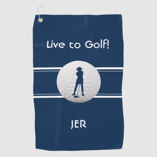 Golfer Dames Sport Sjabloon Blauw Monogram Golfhanddoek (Voorkant)