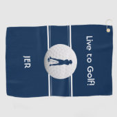 Golfer Dames Sport Sjabloon Blauw Monogrammed Golfhanddoek (Horizontaal)