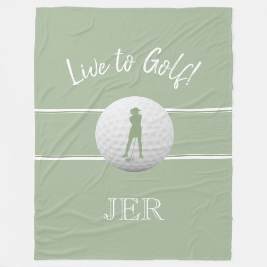 Golfer Dames Sport Sjabloon Sage Green Custom Fleece Deken (Voorkant)