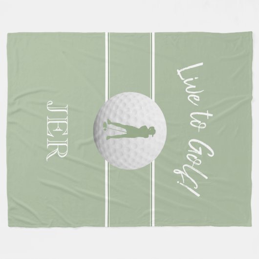 Golfer Dames Sport Sjabloon Sage Green Custom Fleece Deken (Voorkant (Horizontaal))
