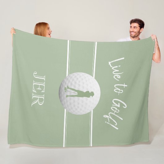 Golfer Dames Sport Sjabloon Sagegroen Aangepast Fleece Deken (In situ)