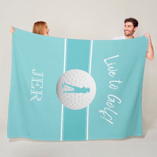 Golfer Dames Sport Sjabloon Teal Monogram Fleece Deken (In situ)