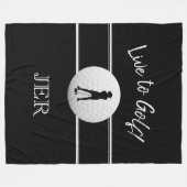 Golfer Dames Sport Zwart & Wit Custom Monogram Fleece Deken (Voorkant (Horizontaal))