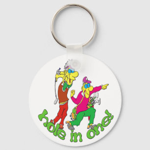 Golfer die een hole-in-one slaat sleutelhanger