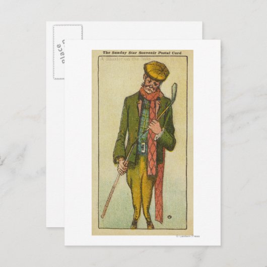 Golfer die een ramp had op de links briefkaart (Voorkant / Achterkant)