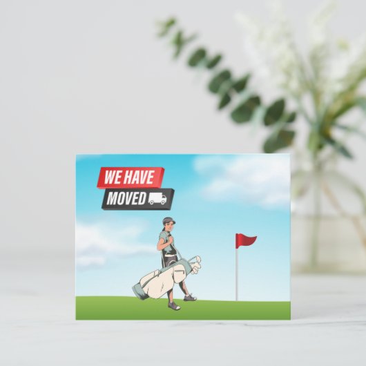 Golfer die we hebben bewogen met golfer op golfvla aankondiging (Staand voorkant)