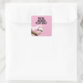 Golfer echte vrouwen spelen golf vierkante sticker (Tas)