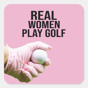 Golfer echte vrouwen spelen golf vierkante sticker