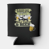 Golfer een goede dag start met golfkar en bier blikjeskoeler (Voorkant)