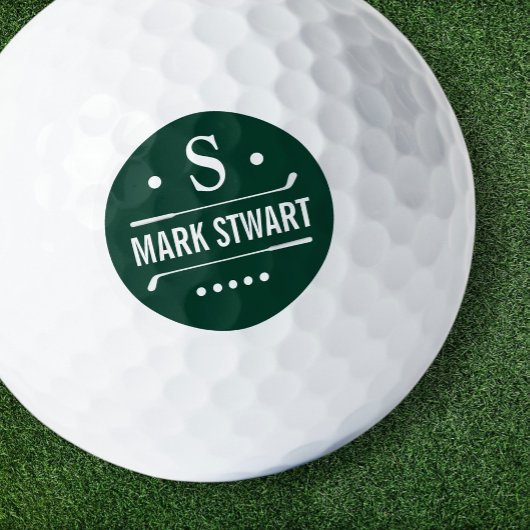 Golfer Eenvoudige Monogram golfbal met naam Golfballen