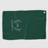 Golfer elegant monogram donkergroen golfhanddoek (Horizontaal)