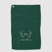Golfer elegant monogram donkergroen golfhanddoek (Voorkant)