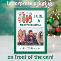 GOLFER ELEGANT PRINT FAMILY PHOTOS CHRISTMAS