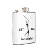 Golfer en gepersonaliseerde naam en jaar heupfles (Rechts)