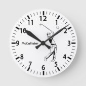 Golfer en gepersonaliseerde naam en jaar Wall Ronde Klok (Voorkant)