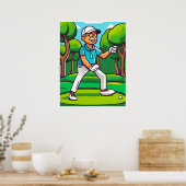 Golfer en gevonden bal - Golf Art Print (Keuken)