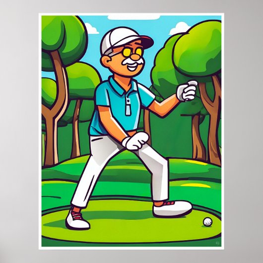 Golfer en gevonden bal - Golf Art Print (Voorkant)
