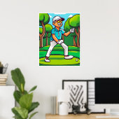Golfer en gevonden bal - Golf Art Print (Thuiskantoor)