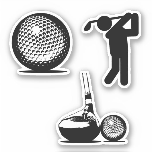 Golfer en Golfbal Sticker (Voorkant)