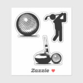 Golfer en Golfbal Sticker (Vel)