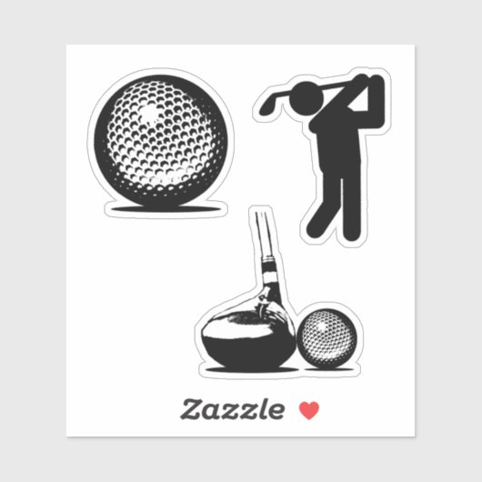 Golfer en Golfbal Sticker (Vel)