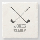 Golfer familienaam Golf Club Logo Stenen Onderzetter (Voorkant)