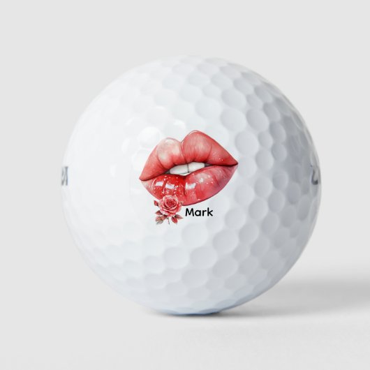 Golfer Fijne Valentijnsdag met grote lippen Golfballen (Voorkant)