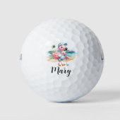 Golfer Flamingo op het strand Golfballen (Voorkant)
