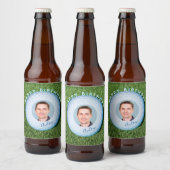 Golfer foto gesigneerd golfbal verjaardag bier etiket (Flessen)