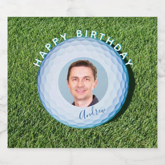 Golfer foto gesigneerd golfbal verjaardag bier etiket (Enkel label)