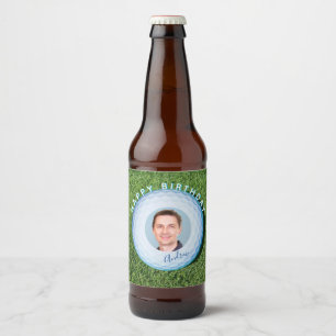 Golfer Foto getekend Golf Ball Birthday Bier Etiket