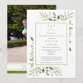 Golfer Foto Herdenkingsviering Funeral Kaart