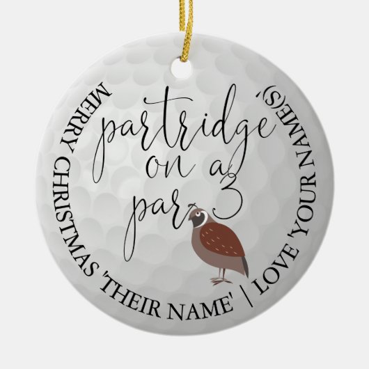 Golfer Foto Kerst Golf Gift Partridge Keramisch Ornament (Voorkant)