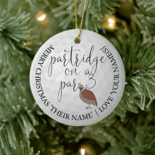 Golfer Foto Kerstmis Golf Cadeau Patrijs Keramisch Ornament