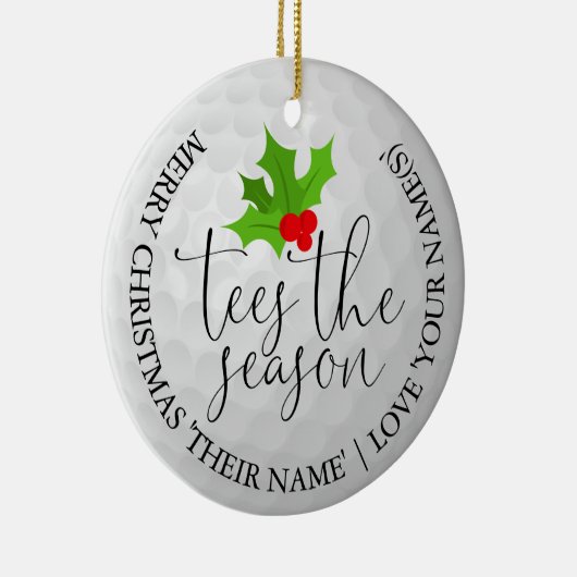 Golfer Foto Kerstmis Golf Cadeau Tees Het Seizoen  Keramisch Ornament (Rechts)