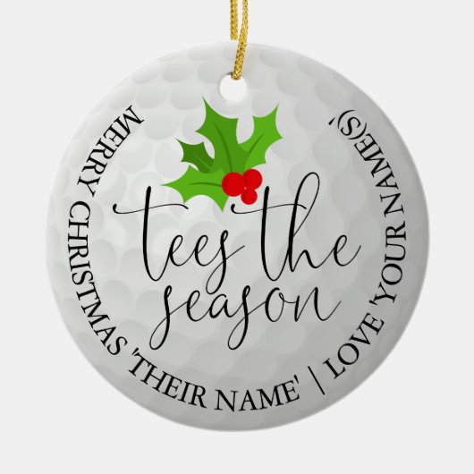 Golfer Foto Kerstmis Golf Cadeau Tees Het Seizoen Keramisch Ornament (Voorkant)