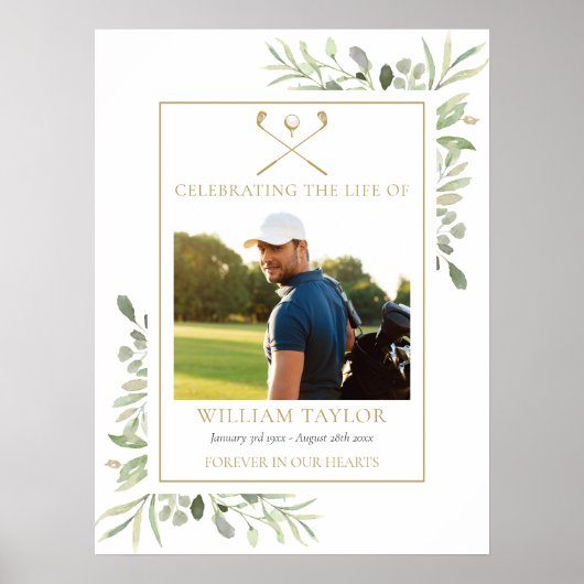 Golfer Funeral Celebration Of Life Photo Poster (Voorkant)