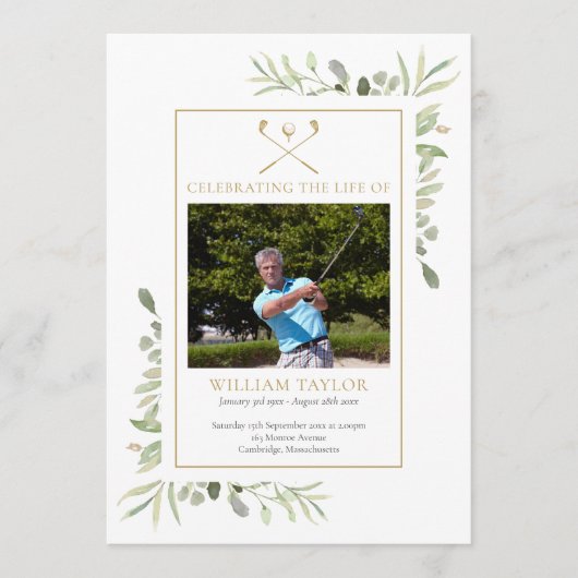 Golfer Funeral Memorial Order Of Service Programmakaart (Voorkant)