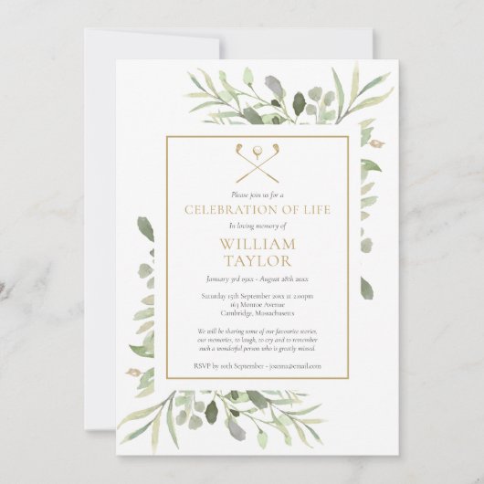 Golfer Funeralie Levensviering Groene Decoratie Kaart (Voorkant)