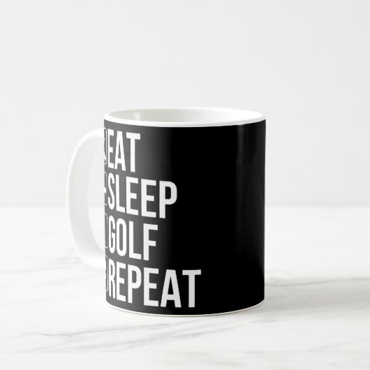 Golfer Funny Gift Eat Sleep Golf Herhalen Koffiemok (Voorkant links)