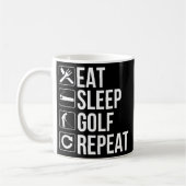Golfer Funny Gift Eat Sleep Golf Herhalen Koffiemok (Links)