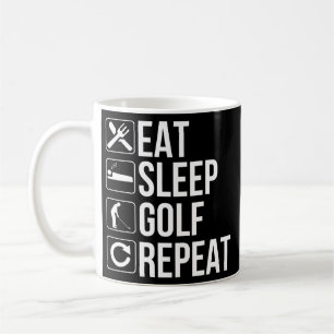 Golfer Funny Gift Eat Sleep Golf Herhalen Koffiemok