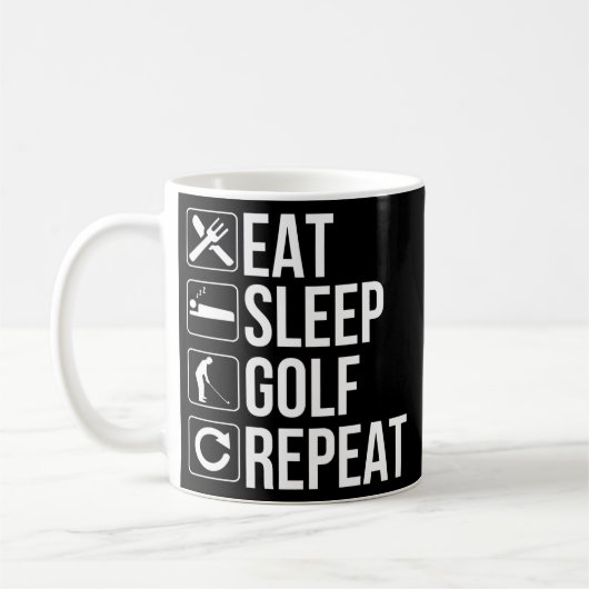 Golfer Funny Gift Eat Sleep Golf Herhalen Koffiemok (Links)