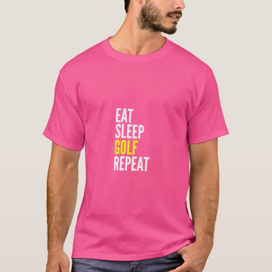 Golfer Funny Gift - Eet Slaap Golf Herhaal T-shirt (Voorkant)